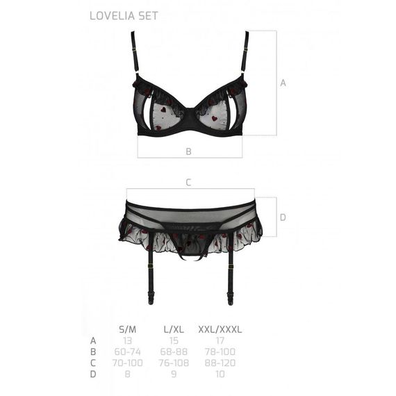 Сексуальный комплект с поясом для чулок Passion LOVELIA SET L/XL, black | Зображення 6