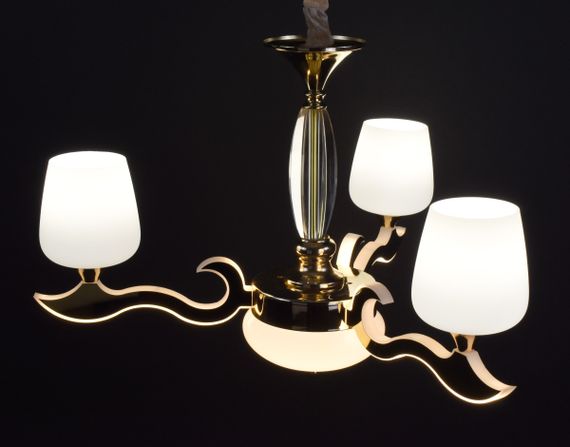 Люстра підвісна на 3 лампочки з пультом 27167 Золото 50-100х62х62 см. | Зображення 3