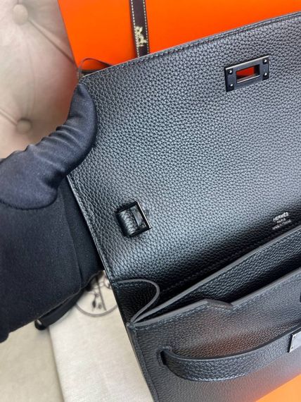 Сумка чорна Hermes Kelly Depeches 25 c887 | Зображення 6