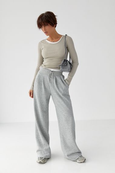 Подвійний лонг у рубчик - сірий цвет, L (є розміри) | Зображення 2