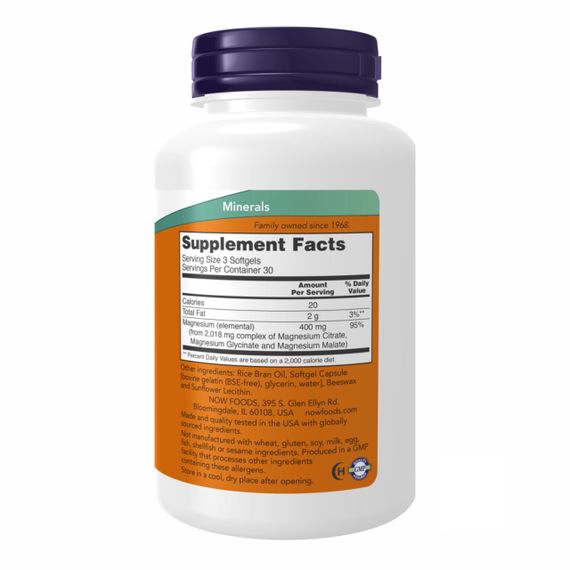 NOW Magnesium Citrate 134 mg цитрат магния в мягких капсулах №90 | Зображення 1