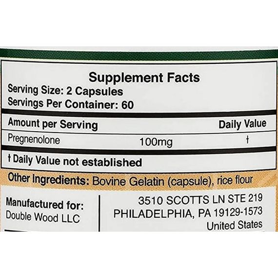 Натуральная добавка для иммунитета Double Wood Pregnenolone 100 mg 120 Caps | Зображення 1