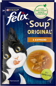 Вологий корм пауч Purina Felix Soup для кішок суп із куркою, 48г