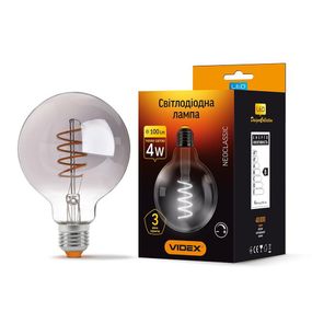 Світлодіодна лампа VIDEX Filament G95FGD 4W E27 2100K дімерна графіт