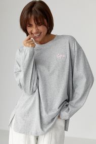 Лонг вільного фасону з написом - сірий цвет, ONE SIZE (є розміри)