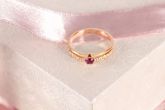 Кольцо из красного золота с аметистом 21.5 | Зображення 7