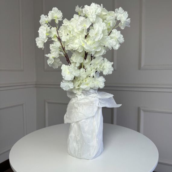 Ветка сакуры, 55 см, 5 веток. Цвет: белый AH-32