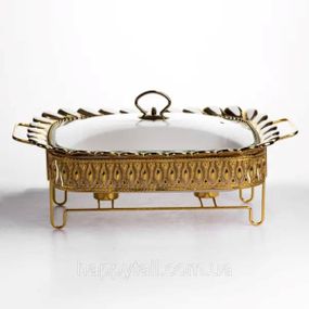 Мармітниця порцелянова Tiffany 2 л квадратна на металевій підставці 38х30х7 см SX42-3