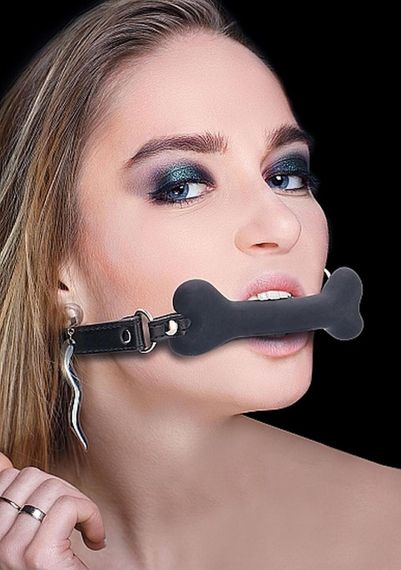 Кляп Ouch! Puppy Play Bone Gag, силиконовый, чёрный Sex Aura | Зображення 3