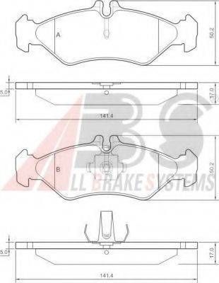 Колодка гальм. диск. MBVW SPRINTERLT28LT35 задн. (вир-во ABS) A.B.S. 36902 на MERCEDES-BENZ SPRINTER 2-t автобус (901, 902)