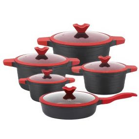 Набор из 4 кастрюль и сковородки со стеклянными крышками и антипригарным покрытием XW-10 Набор из 10 предметов