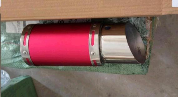 Глушник (тюнінг) 170*100mm, креп. Ø78 mm (неіржавка сталь, короткий, червоний, прямоток, mod:3)