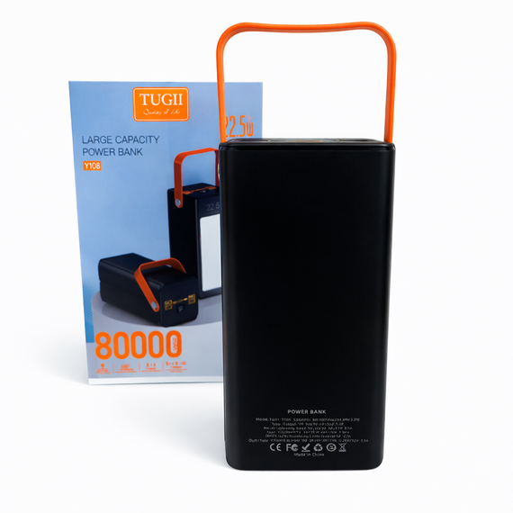 Портативний повербанк Tugii Y108 8000 мА·год з LED-ліхтарем і дисплеєм, швидке заряджання до 22,5 | Зображення 3