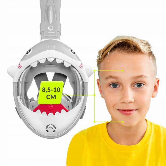 Маска для снорклінгу TSUNAMI Shark повнолицьова, дитяча Grey (P-5905973405447) | Зображення 8