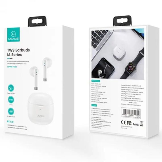 Бездротові навушники USAMS-IA04 TWS Earbuds IA Series White | Зображення 4