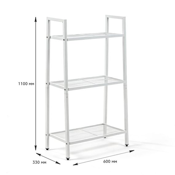 Стелаж-етажерка триярусний з металу білий 60*33*110см SW-00002103 | Зображення 2