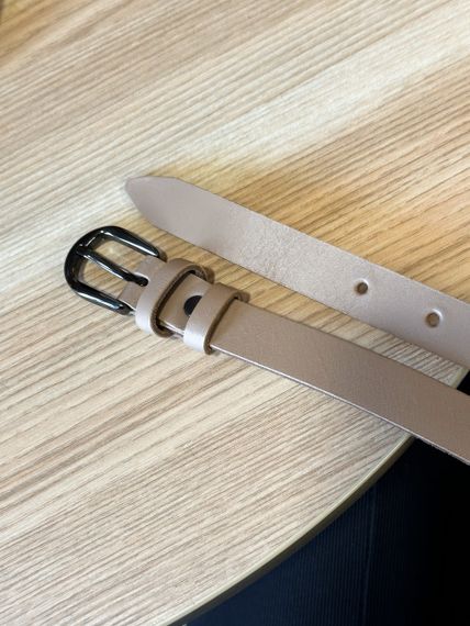 Шкіряний жіночий ремінь в бежевому кольорі 3334 | Зображення 2