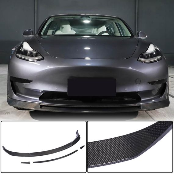 Передний Бампер Лип Карбон V2 (2016-2022) для Tesla Model 3 2017- гг