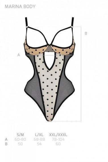 Еротичне боді Passion MARINA BODY, XXL/XXXL, beige, з відкритими чашками | Зображення 4