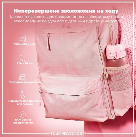Пляшка для води ION8 750 мл (ЕКО пляшка) BPA Free Rose Quartz (I8RF750ROS) | Зображення 2