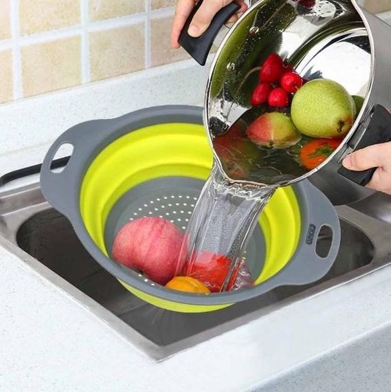 Силиконовые складные друшлаки - корзины со сливом для мытья овощей, фруктов ∙ Комплект из 2 штук | Зображення 1