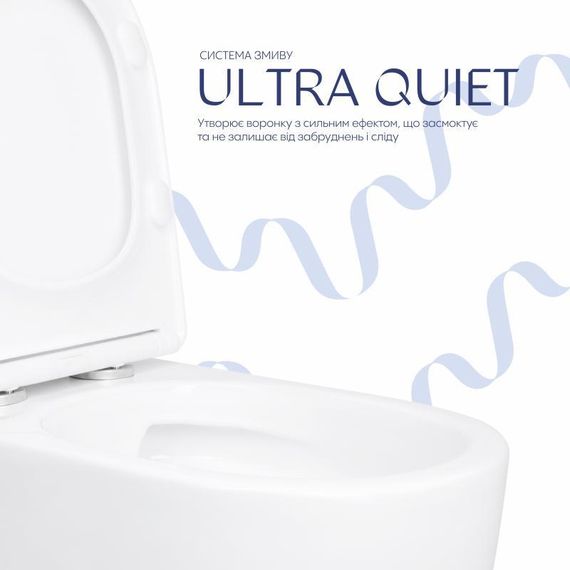 Унитаз напольный Qtap Evia Ultra Quiet 630×350×795 мм с сиденьем Soft-close, White QTEVI27W49258 | Зображення 4