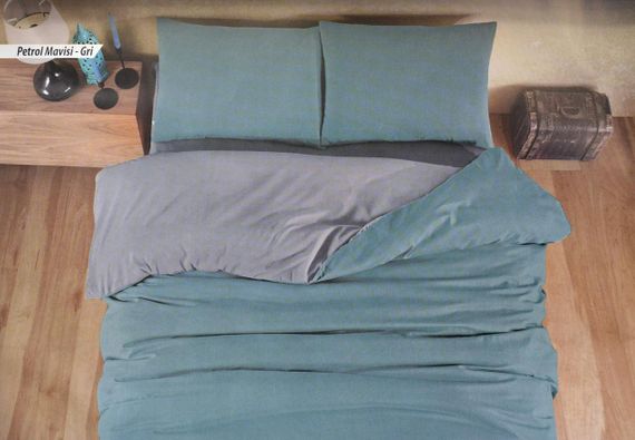 Комплект постільної білизни Bella Home Ranforse 200×220 см Petrol Mavisi-Gri