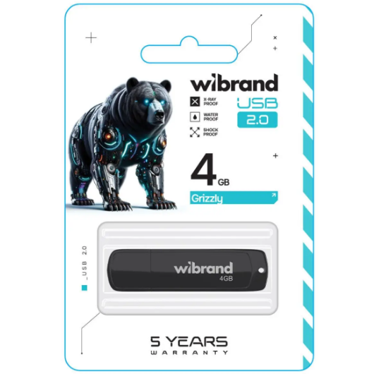 Флешка 4Гб USB 2.0 чорний Grizzly Wibrand | Зображення 1