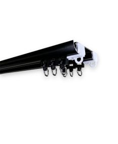 Карниз потолочный алюминиевый усиленный  двухрядный, DS-2 Черный на роликовых бегунках 325см.