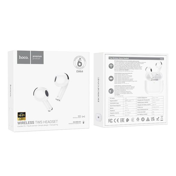 Бездротові навушники HOCO EW64 True wireless stereo headset White | Зображення 7
