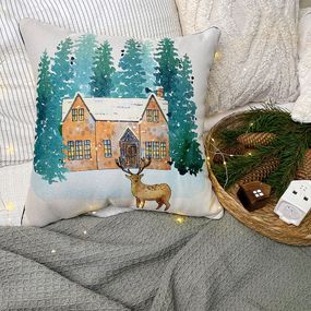 Подушка з мішковини Зимня казка 45x45 см (45PHB_23NY002)
