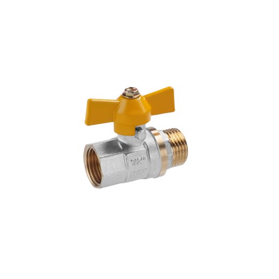 Кран кульовий для газу Valves 1/2" ВЗ PN30 жовтий метелик, нікельований | Зображення 2