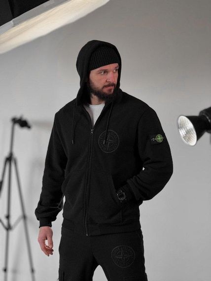 Флисовый спортивный костюм Stone island black ВТ0551 | Зображення 4