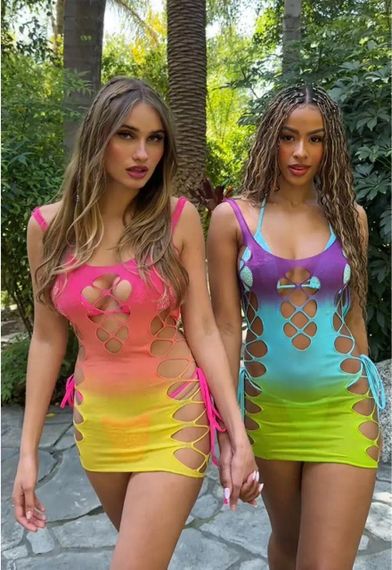 Платье Leg Avenue Seamless Ombre Faux Lace Up Mini Dress One Size Sunset Sex Aura | Зображення 5