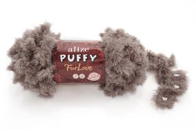Пряжа Alize Puffy Furlove No 530 (Алізе Пуффі Фурлав) хутряна пряжа з петельками для в'язання руками, 100 г / 6.3 м