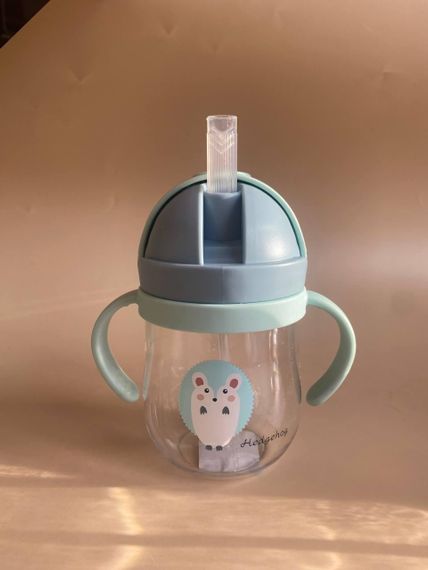 Поїльник непроливайка з трубочкою і грузиком їжачок зеленого кольору 250мл | Зображення 9