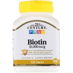 Біотин, Biotin, 21st Century, 10 000 мкг, 120 таб.
