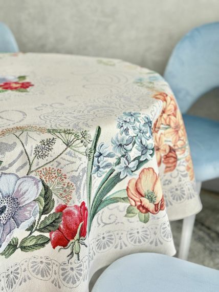 Скатертина гобеленова MANDALAS FLOWERS Limaso, Ø160, Кругла, Повсякденний, Без люрексу, 40% поліестер, 60% бавовна, Гобелен | Зображення 4