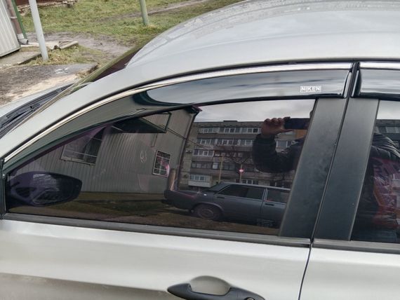 Ветровики с хромом SD (4 шт, Niken) для Hyundai Accent Solaris 2011-2017 гг | Зображення 1