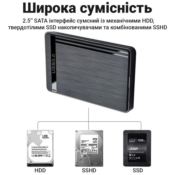 Внешний карман для SSD и 2.5" HDD жестких дисков Addap EHDC-01b с USB 3.0 выходом | Зображення 5