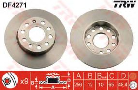 Диск гальмівний SEAT, SKODA SUPERB, VW CADDY, GOLF задн. (вир-во TRW) TRW DF4271 на VW CADDY III фургон (2KA, 2KH, 2CA, 2CH)