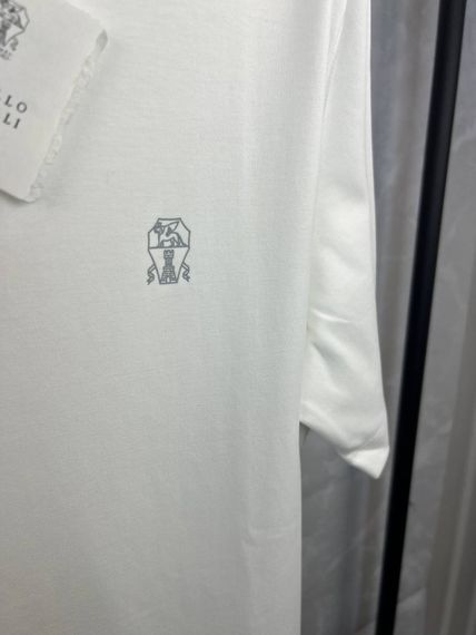 Футболка біла Brunello Cucinelli Classic Logo White f692 | Зображення 3