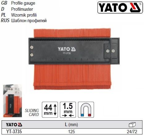 Шаблон профілів YATO Польща трафарет l=125 мм YT-3735