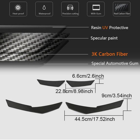 Накладки на передний бампер V3 (2015-2020, Карбон) для Ауди R8 2015- гг | Зображення 5