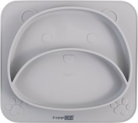 Силіконова тарілка дитяча FreeON Bear, grey (Від 6 місяців)