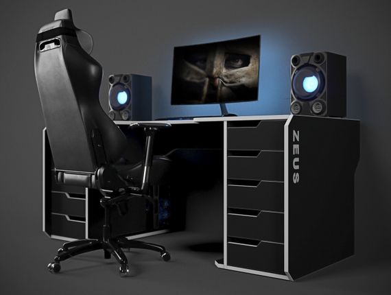 Стол геймерский эргономичный ZEUS Viking-1L черныйбелый | Зображення 4