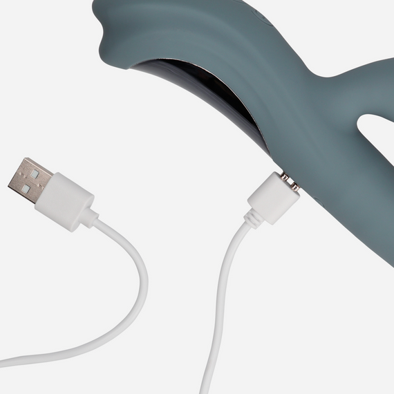 Вібратор-кролик Loveline сірий з функцією імітації фінгерінгу подвійна стимуляція точка G та клітора | Зображення 8