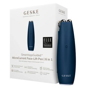 Микротоковая ручка для подтяжки кожи лица GESKE MicroCurrent Face-Lift Pen 6в1 white, Синий