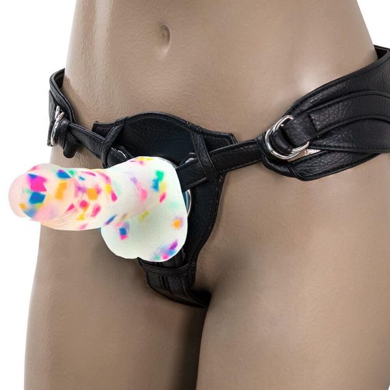 Фалоімітатор з конфетті ADDICTION - PARTY MARTY 7.5″ - FROST & CONFETTI, 19 см, силікон Sex Aura | Зображення 8