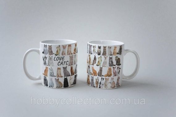 Кружка керамічна з принтом "Love Cats" 330 мл Біла | Зображення 5